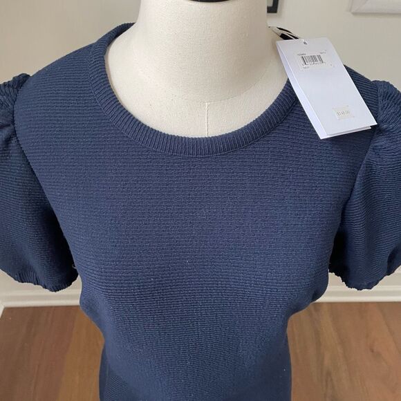 NWT Gal Meets Glam Kristen Dress Pouf Short Sleeve Fit and Flare Navy Blue  8 - Picture 4 of 10